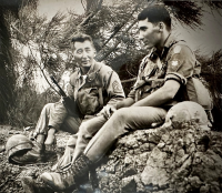 Kaoru and son Stanford Miyamoto at Kahuku Training Area on Oahu. [Photo courtesy of Stanford Miyamoto]