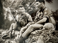 Kaoru and son Stanford Miyamoto at Kahuku Training Area on Oahu. [Photo courtesy of Stanford Miyamoto]