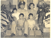 Katsumi Kometani with his family in May 1942, the day he left for Camp McCoy, Wisconsin. [Courtesy of Dorothy Kometani]