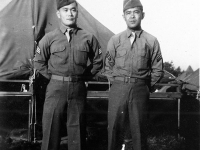 Nakamura and Kobashigawa at Camp McCoy, Wisconsin [Courtesy of Sonsei Nakamura]