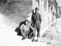 Goro and Sakamoto hanging out at Cout Cianos College, Bagnocios, Italy, August 1944 [Courtesy of Goro Sumida]