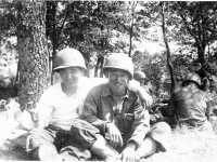 Goro Sumida, and Taketoshi Chigawa take a rest while practicing maneuvers [Courtesy of Goro Sumida] Inscription: Goro Sumida, Taketoshi Chigawa. Reverse: Goro Sumida,Taketoshi Chigawa