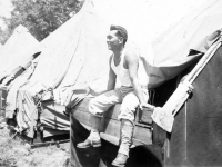 Joe Takata relaxes at Camp Shelby, Mississippi. [Courtesy of Mrs. William Takaezu]