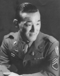 Takashi Manago (Able Co., 100th Bn., 442nd RCT), in June 1946 (Leghorn, Italy). [Courtesy of Dr. Takashi Manago]