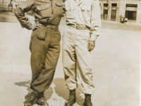 (L-R) Hank Yoshitake and Takashi Manago in Florence, Italy (Sept. 25, 1945). [Courtesy of Dr. Takashi Manago]