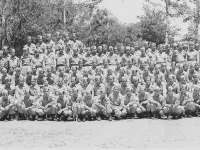 Able Company, 100th Bn. in June 1946. Taka on top row, third from left. [Courtesy of Dr. Takashi Manago]