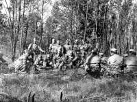 3rd Platoon, Co. E, 100th Inf. Bn., at Camp McCoy, Wisconsin (1942) [Courtesy of: Thomas Taro Higa Family Collection]