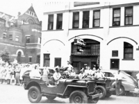 Victory Parade in La Crosse, Wisconsin. Inscription: Victory Parade (Courtesy of Alvin Tsukayama)