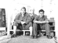 Army game Chester Hada, I. Nakashima, & Bert Miyata (Courtesy of Alvin Tsukayama)