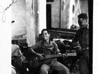 Soldiers play music while in Italy (Courtesy of Alvin Tsukayama)