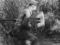 Training at Camp McCoy, Wisconsin, Summer 1942 - Ferrry Service. [Courtesy of Janice Uchida Sakoda]