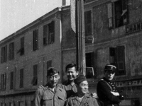 Three soldiers pose at Beausoleil La Turbie street sign [Courtesy of Ukichi Wozumi]