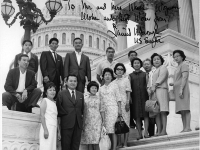 Uki Wozumi and friends pose at the capitol with Senator Daniel Inouye [Courtesy of Ukichi Wozumi]
