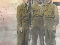 Yasuyuki Kurokawa (center) with two friends. [Courtesy of Julie Kurokawa]