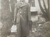 Yasuyuki Kurokawa with duffle. [Courtesy of Julie Kurokawa]