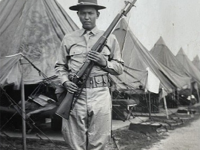 Yasuyuki Kurokawa with bayonet. [Courtesy of Julie Kurokawa]