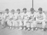 Members of the Aloha baseball team: John Yamada, Lefty Mizusawa, M. Miyagi, F. Wada, Al Nozaki. [Courtesy of Sandy Tomai Erlandson]