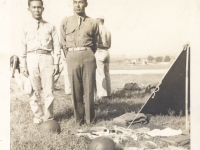 Shinyei Nakamine (left) and his tent mate at Camp McCoy, Wisconsin. (Courtesy of Anita Korenaga)