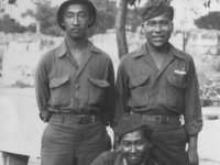 9/28/44 - Bagnolia, Italy.  100th guys - taking a break.  [Courtesy of Herbert Sueoka]