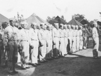 100th Bn. soldiers in formation at Camp McCoy, Wisconsin. [Courtesy of Lorraine Miyashiro]