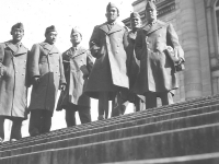 Capitol Building. Left to Right - Tom Ibaraki, Walter Muroguchi, me, Dick Sasaki, Atsuo Sahara, Goro Moriguchi - Taken on Capitol Building steps Sept. 26. [Courtesy of Leslie Taniyama]