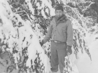 Takeshi Teshima with beautiful snow around at McCoy. [Courtesy of Ted Teshima]