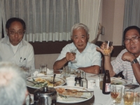 Young Oak Kim, Mike Miyake and Takeshi Teshima during the John Tsukano's tour to Japan in May 1988.[Courtesy of Ted Teshima]