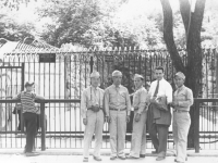 Tom Matsumura and friends go with a guide around the Chicago zoo.  [Courtesy of Florence Matsumura]