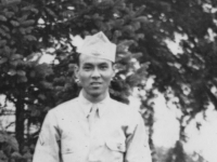 Pfc. Francis Kamikawa. Wisconsin Rapids Wis. July 26-1942. [Courtesy of Carl Tonaki]