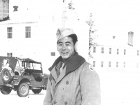 Pvt. Itsuki Oshita at Camp McCoy Wis. Dec-1942. [Courtesy of Carl Tonaki]