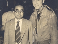 Toshiro Morishige in Hollywood, California with a movie star. [Courtesy of Morishige Family]