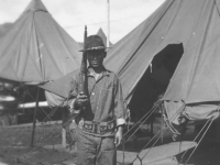 Joe Nakahara in his work gear at Camp McCoy, Wisconsin, 1942. [Courtesy of Velma Nakahara]