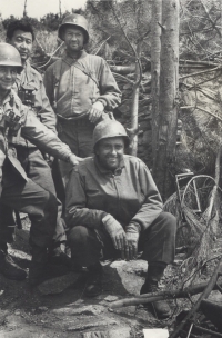 Col. Conley, Chaplain Yost and Captain Kometani during their last Campaign in Italy, April 1945. (Courtesy of Fumie Hamamura)